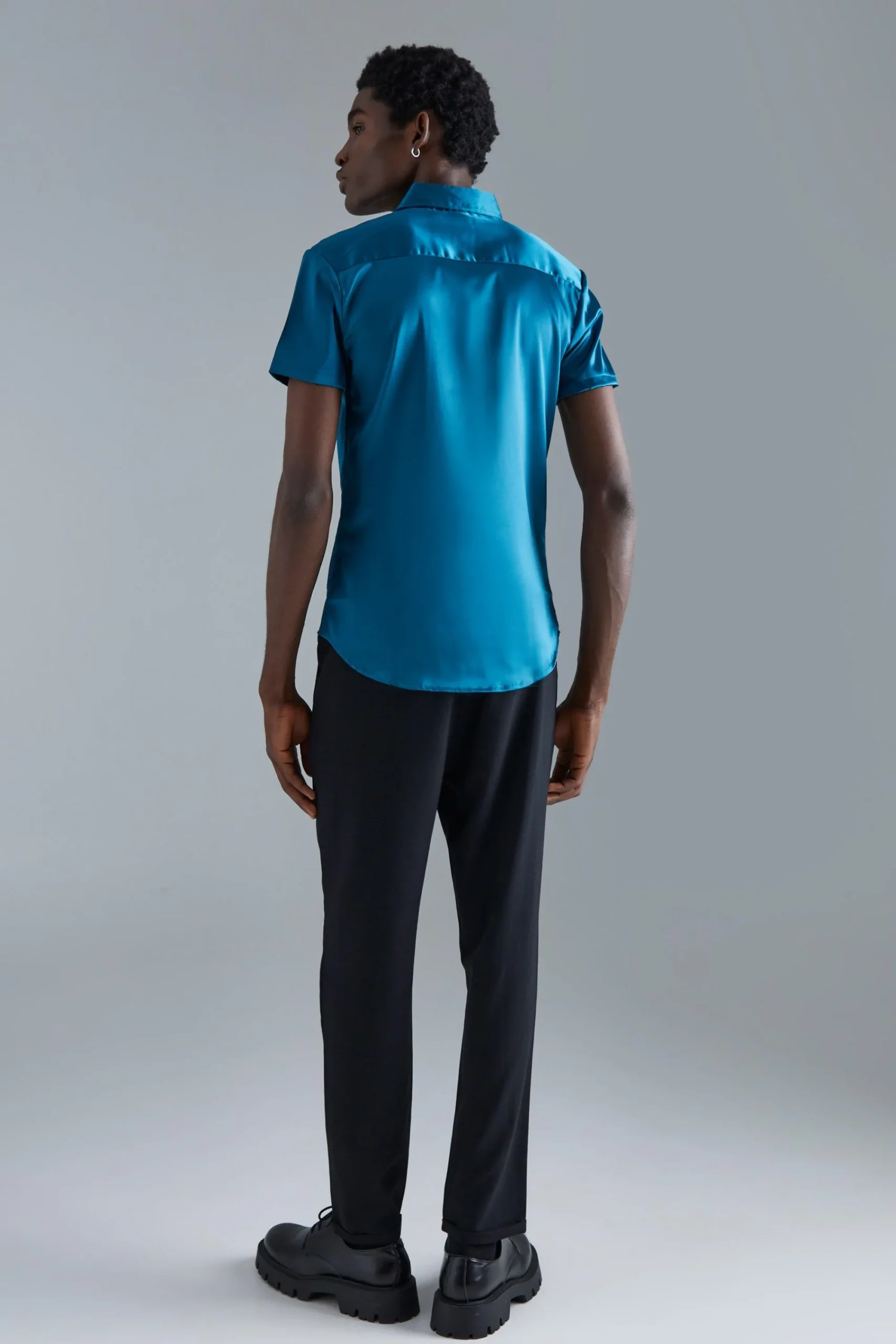 boohooMAN Short Sleeve Muscle Satin Shirt | UK| Shirts