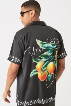 boohooMAN Short Sleeve Oversized Back Print Satin Shirt | UK| Sets & Co-Ords|Tracksuits