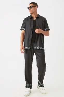 boohooMAN Short Sleeve Oversized Back Print Satin Shirt | UK| Sets & Co-Ords|Tracksuits