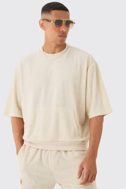 boohooMAN Short Sleeve Oversized Boxy Towelling Sweatshirt | UK| Hoodies & Sweatshirts