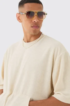 boohooMAN Short Sleeve Oversized Boxy Towelling Sweatshirt | UK| Hoodies & Sweatshirts