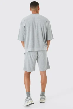 boohooMAN Short Sleeve Oversized Boxy Towelling Sweatshirt | UK| Hoodies & Sweatshirts