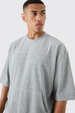 boohooMAN Short Sleeve Oversized Boxy Towelling Sweatshirt | UK| Hoodies & Sweatshirts