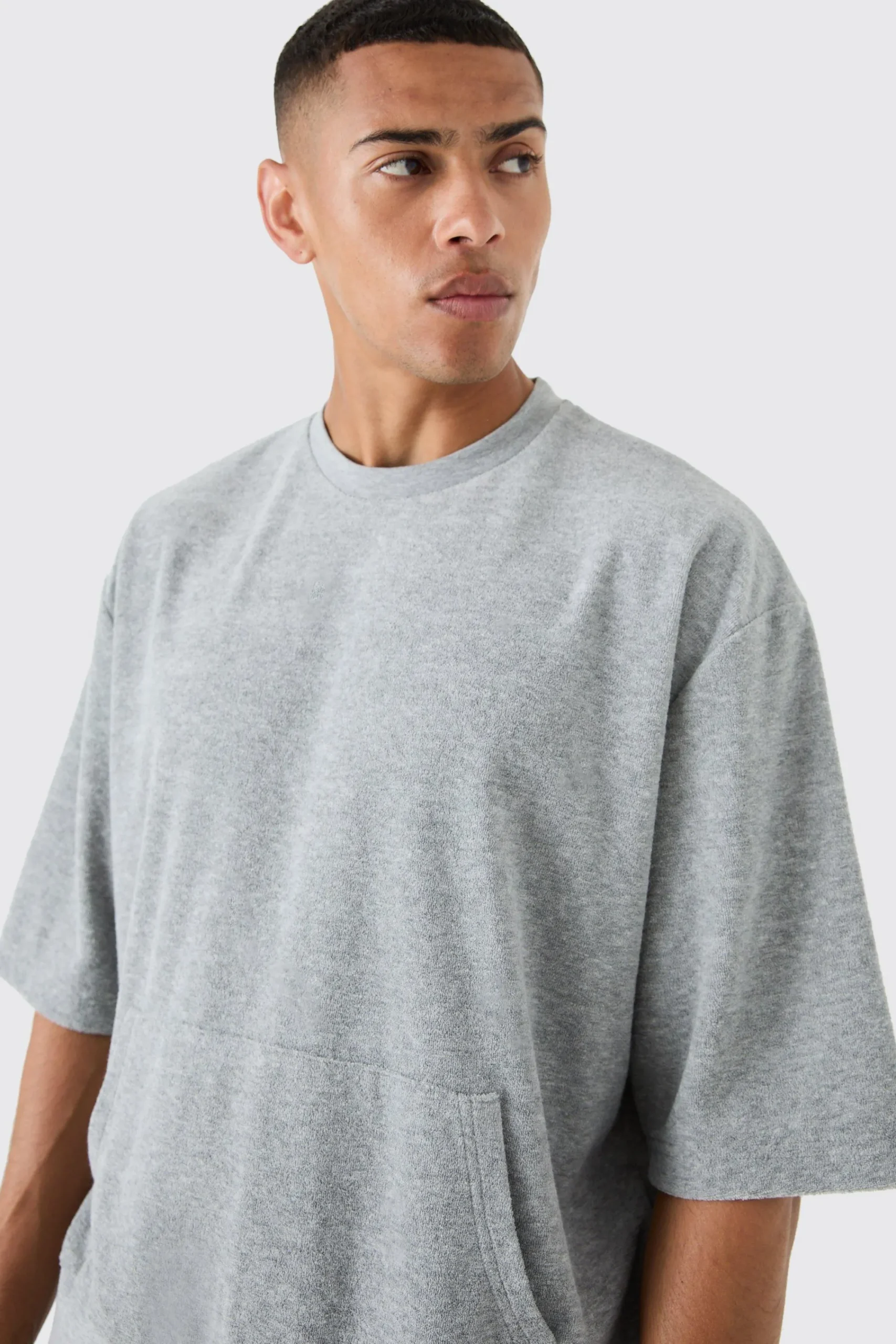 boohooMAN Short Sleeve Oversized Boxy Towelling Sweatshirt | UK| Hoodies & Sweatshirts