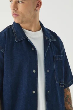 boohooMAN Short Sleeve Oversized Boxy Revere Denim Shirt | UK| Shirts|Sets & Co-Ords