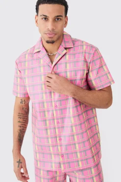 boohooMAN Short Sleeve Oversized Check Pu Shirt | UK| Sets & Co-Ords