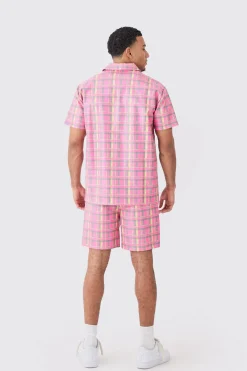 boohooMAN Short Sleeve Oversized Check Pu Shirt | UK| Sets & Co-Ords