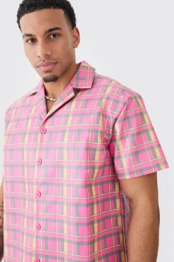 boohooMAN Short Sleeve Oversized Check Pu Shirt | UK| Sets & Co-Ords