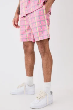 boohooMAN Short Sleeve Oversized Check Pu Shirt Set | UK| Sets & Co-Ords