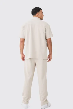 boohooMAN Short Sleeve Oversized Diamond Stretch Shirt & Trouser | UK| Sets & Co-Ords