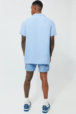 boohooMAN Short Sleeve Oversized Linen Revere Shirt | UK| Shirts