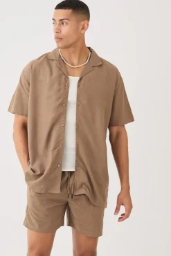 boohooMAN Short Sleeve Oversized Linen Shirt & Short Set | UK| Sets & Co-Ords