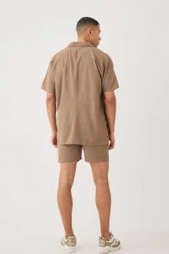 boohooMAN Short Sleeve Oversized Linen Shirt & Short Set | UK| Sets & Co-Ords