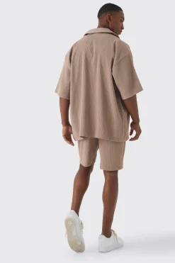 boohooMAN Short Sleeve Oversized Pleated Shirt & Short Set | UK| Sets & Co-Ords