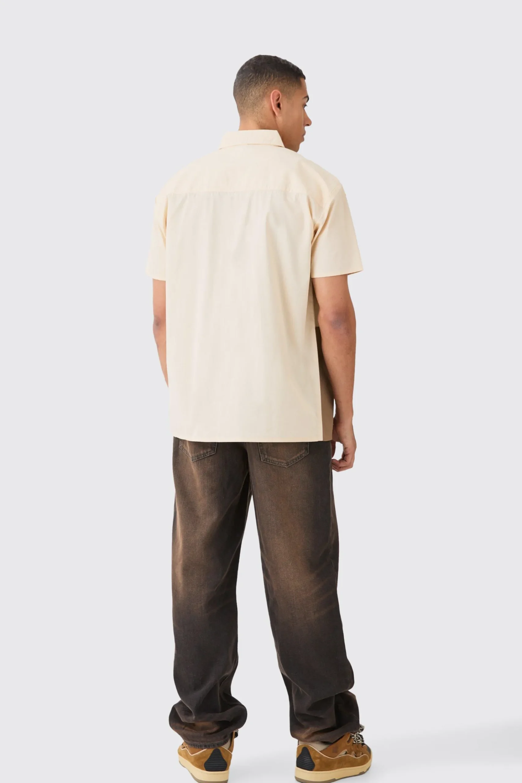 boohooMAN Short Sleeve Oversized Poplin Shapes Applique Shirt | UK| Shirts