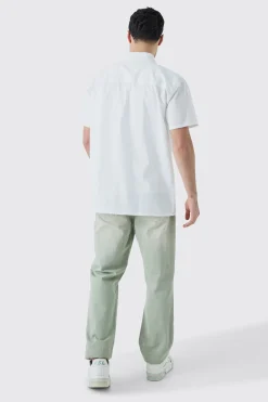 boohooMAN Short Sleeve Oversized Poplin Leaf Applique Shirt | UK| Shirts