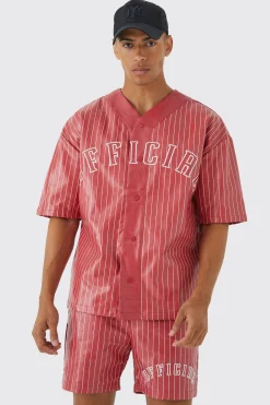 boohooMAN Short Sleeve Oversized Pu Baseball Shirt & Short Set | UK| Sets & Co-Ords