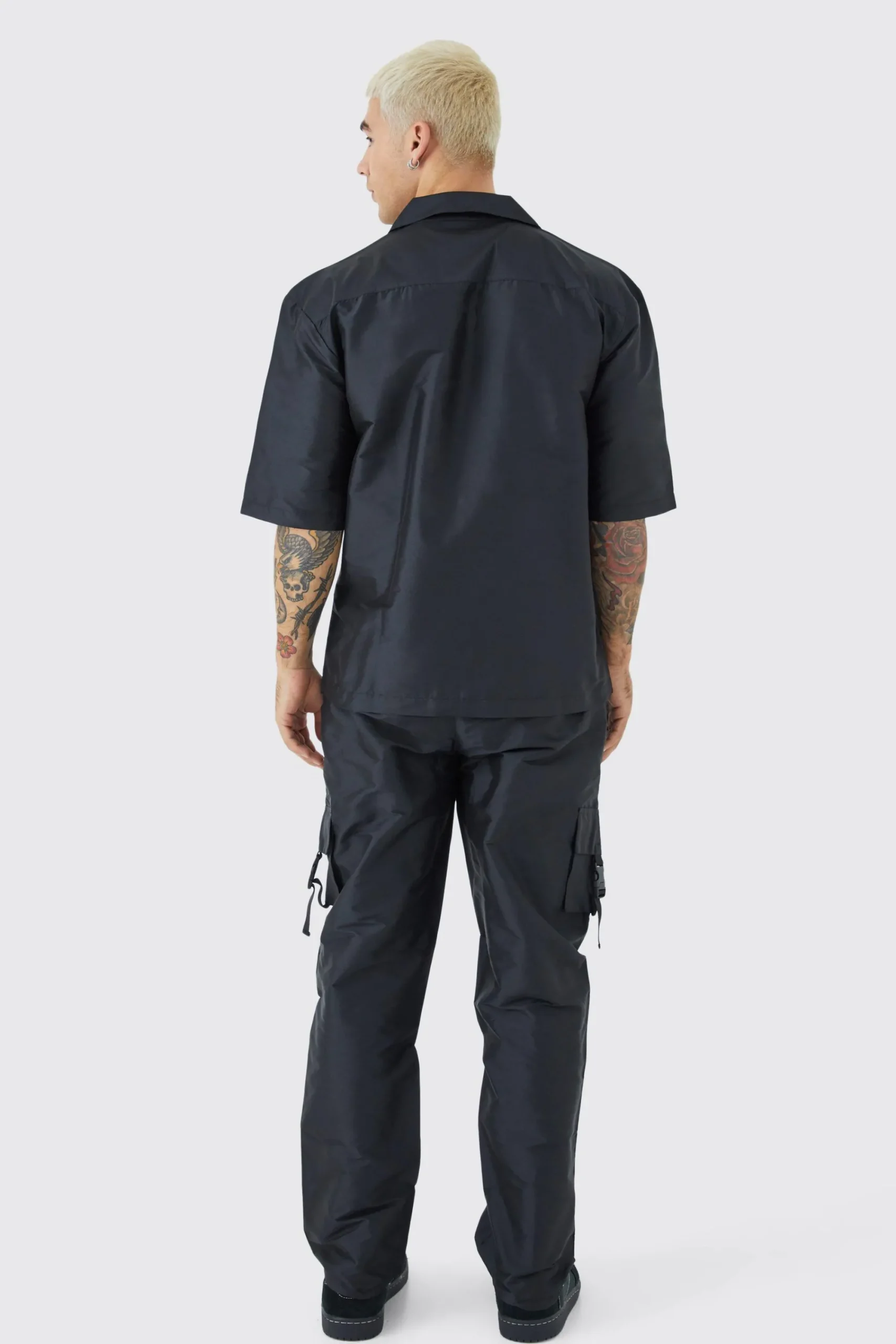 boohooMAN Short Sleeve Oversized Revere Utility Shirt & Cargo Trouser Set | UK| Sets & Co-Ords