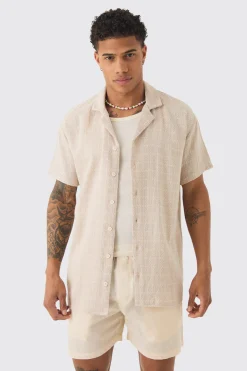 boohooMAN Short Sleeve Oversized Textured Check Shirt | UK| Sets & Co-Ords