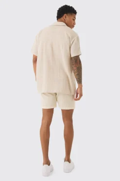 boohooMAN Short Sleeve Oversized Textured Check Shirt | UK| Sets & Co-Ords