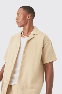 boohooMAN Short Sleeve Oversized Textured Shirt & Short | UK| Sets & Co-Ords