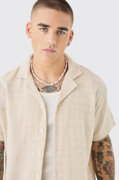 boohooMAN Short Sleeve Oversized Textured Check Shirt | UK| Shirts|Sets & Co-Ords