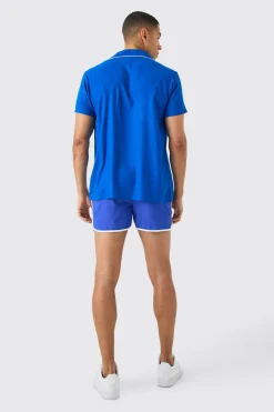 boohooMAN Short Sleeve Plain Piping Shirt & Swim Set | UK| Sets & Co-Ords