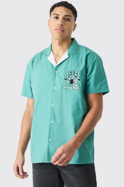 boohooMAN Short Sleeve Poplin Oversized Offcl Bowling Shirt | UK| Shirts