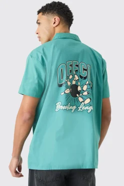 boohooMAN Short Sleeve Poplin Oversized Offcl Bowling Shirt | UK| Shirts