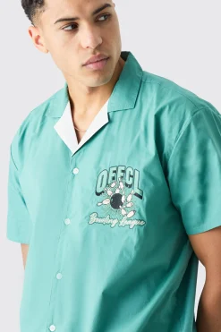boohooMAN Short Sleeve Poplin Oversized Offcl Bowling Shirt | UK| Shirts