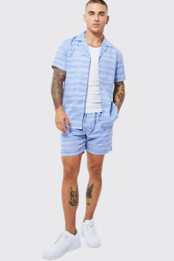 boohooMAN Short Sleeve Regular Slub Linen Look Shirt And Short | UK| Sets & Co-Ords