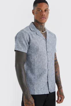 boohooMAN Short Sleeve Revere Linen Look Shirt | UK| Shirts