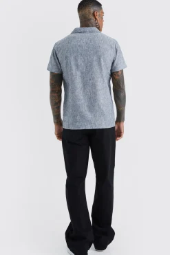 boohooMAN Short Sleeve Revere Linen Look Shirt | UK| Shirts