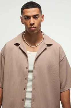 boohooMAN Short Sleeve Revere Oversized Pleated Shirt | UK| Shirts