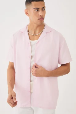 boohooMAN Short Sleeve Revere Oversized Linen Shirt | UK| Shirts