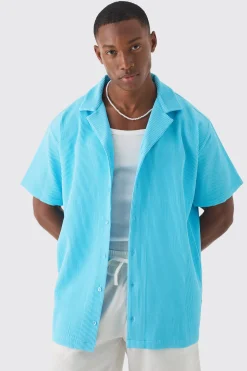 boohooMAN Short Sleeve Revere Oversized Pleated Shirt | UK| Shirts