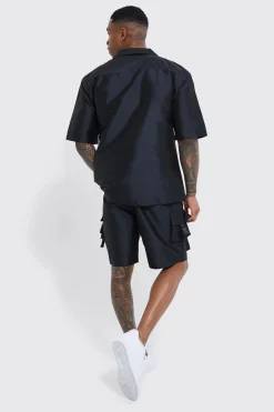 boohooMAN Short Sleeve Revere Utility Shirt & Cargo Short Set | UK| Shorts|Sets & Co-Ords