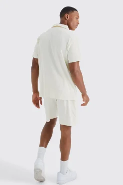 boohooMAN Short Sleeve Rib Shirt And Short Set | UK| Sets & Co-Ords