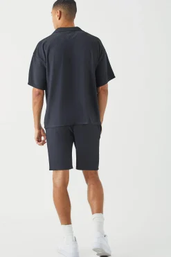boohooMAN Short Sleeve Ribbed Boxy Shirt And Short Set | UK| Sets & Co-Ords