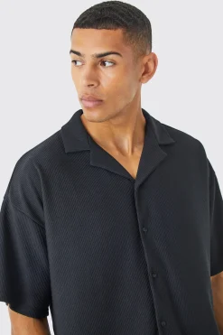 boohooMAN Short Sleeve Ribbed Boxy Shirt And Short Set | UK| Sets & Co-Ords