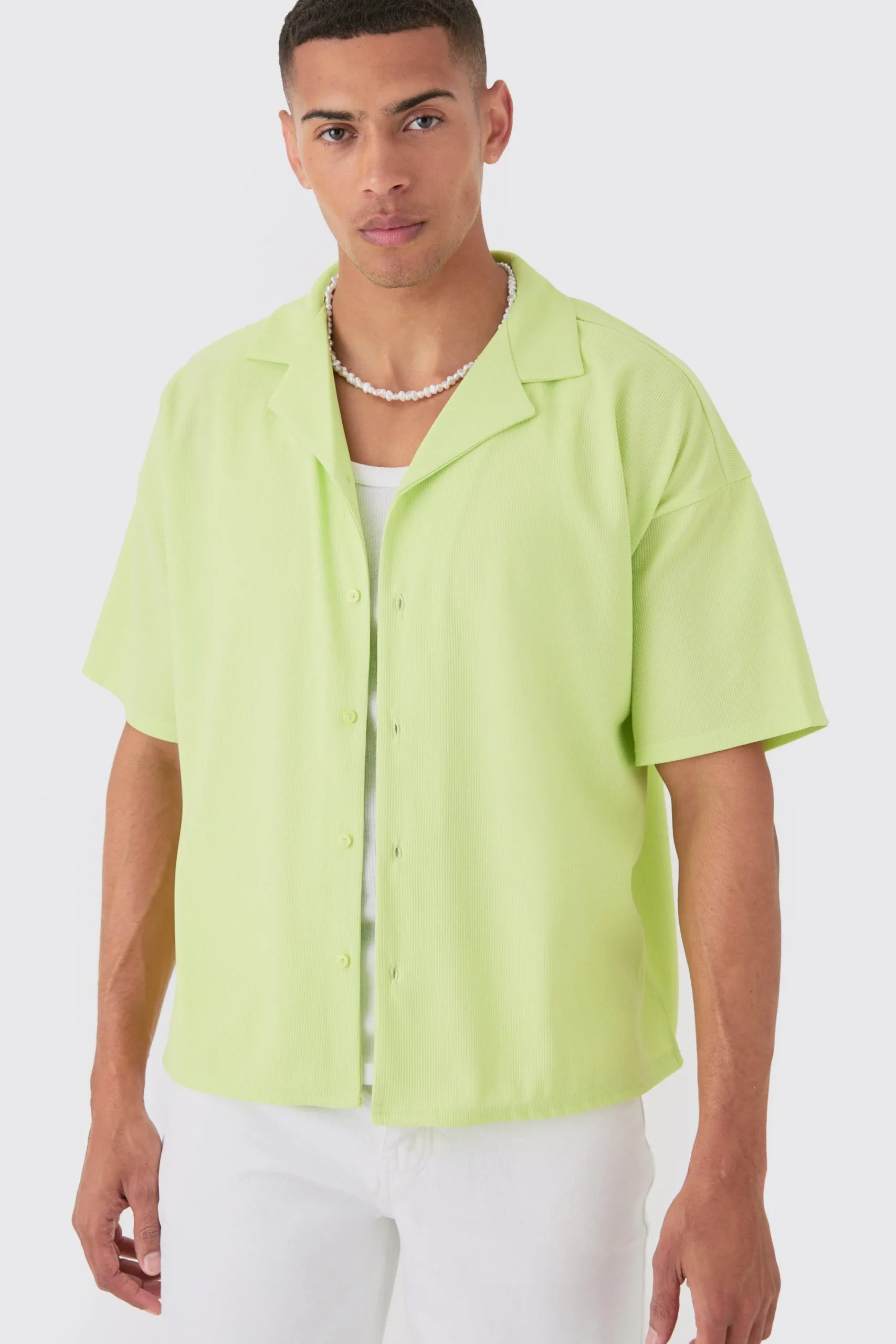 boohooMAN Short Sleeve Ribbed Boxy Shirt | UK| Shirts