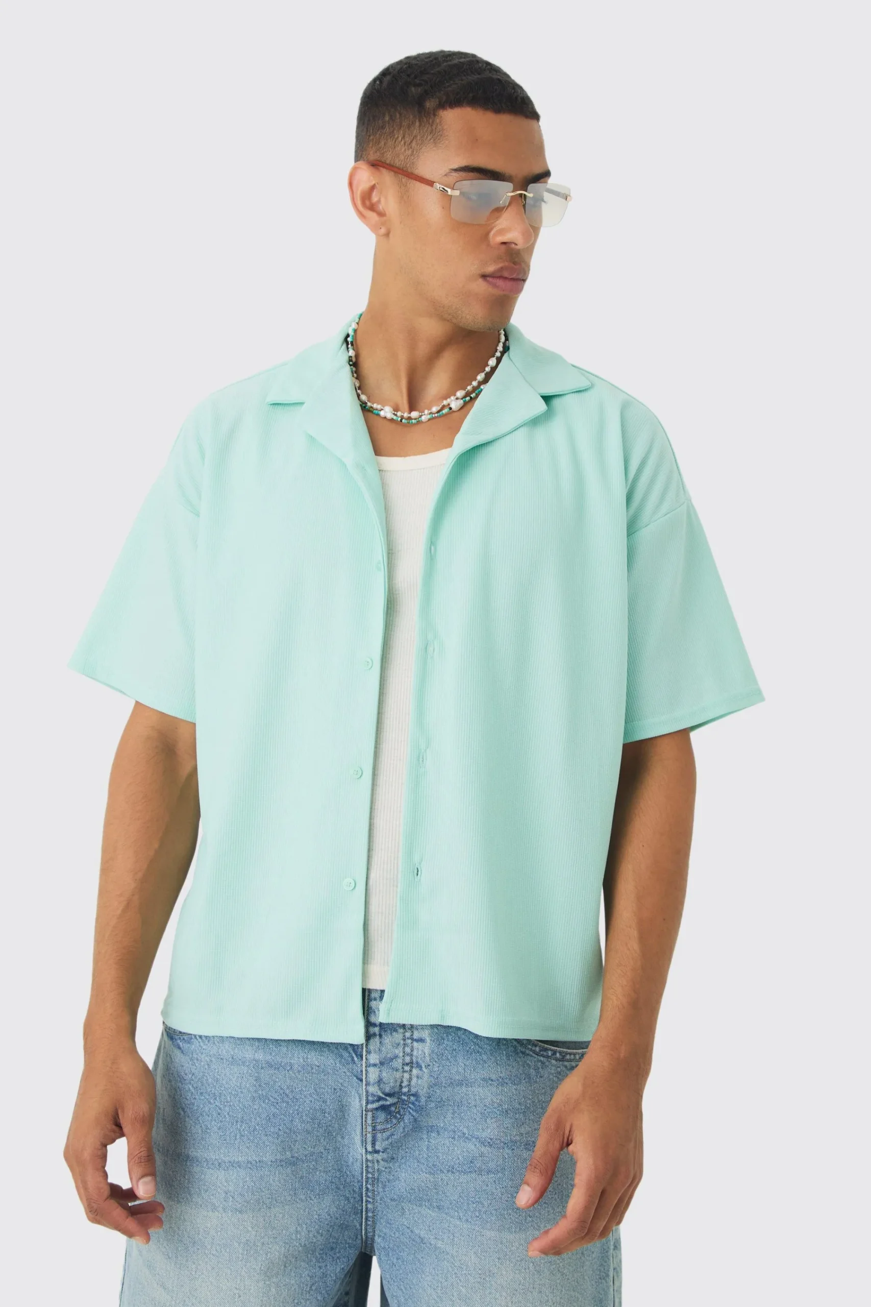 boohooMAN Short Sleeve Ribbed Boxy Shirt | UK| Shirts