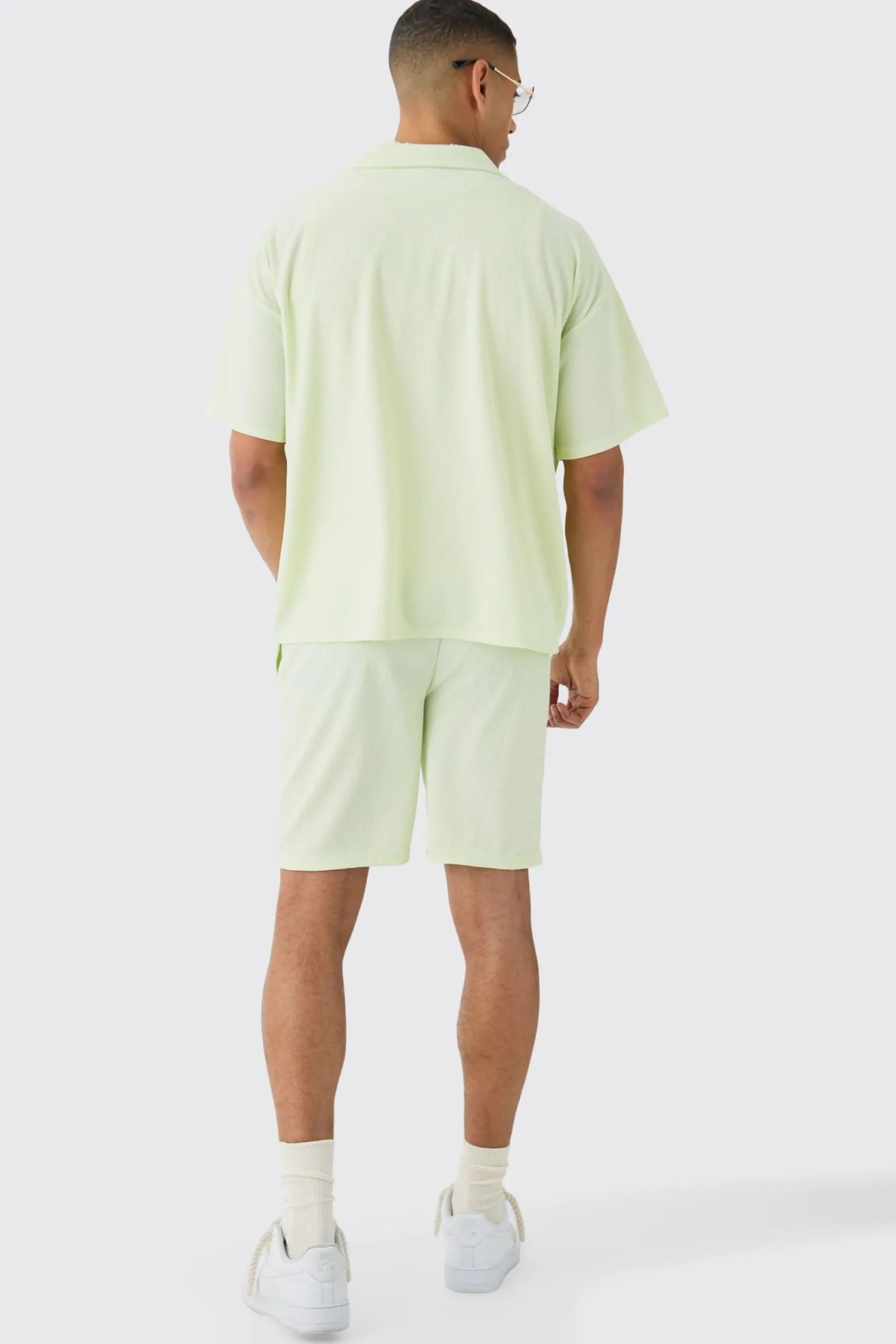 boohooMAN Short Sleeve Ribbed Boxy Shirt & Short Set | UK| Sets & Co-Ords