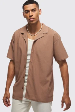 boohooMAN Short Sleeve Ribbed Oversized Shirt | UK| Shirts