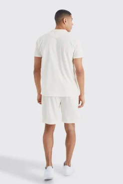 boohooMAN Short Sleeve Ribbed Shirt And Short Set | UK| Sets & Co-Ords