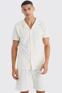 boohooMAN Short Sleeve Ribbed Shirt And Short Set | UK| Sets & Co-Ords