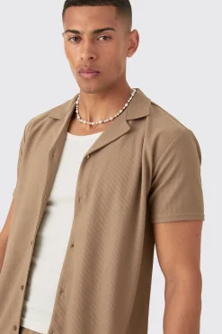 boohooMAN Short Sleeve Ribbed Shirt & Short Set | UK| Sets & Co-Ords