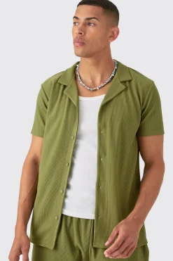 boohooMAN Short Sleeve Ribbed Shirt & Short Set | UK| Sets & Co-Ords