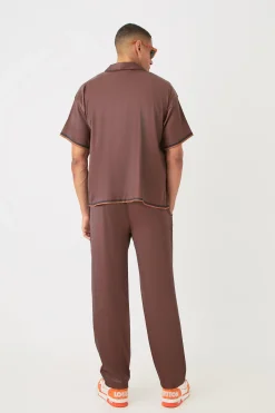 boohooMAN Short Sleeve Satin Boxy Floral Shirt & Trouser | UK| Sets & Co-Ords