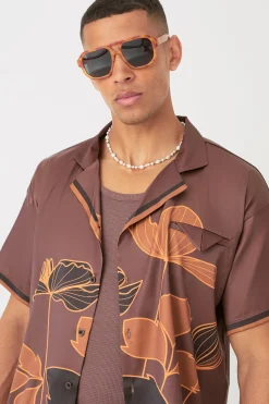 boohooMAN Short Sleeve Satin Boxy Floral Shirt & Trouser | UK| Sets & Co-Ords